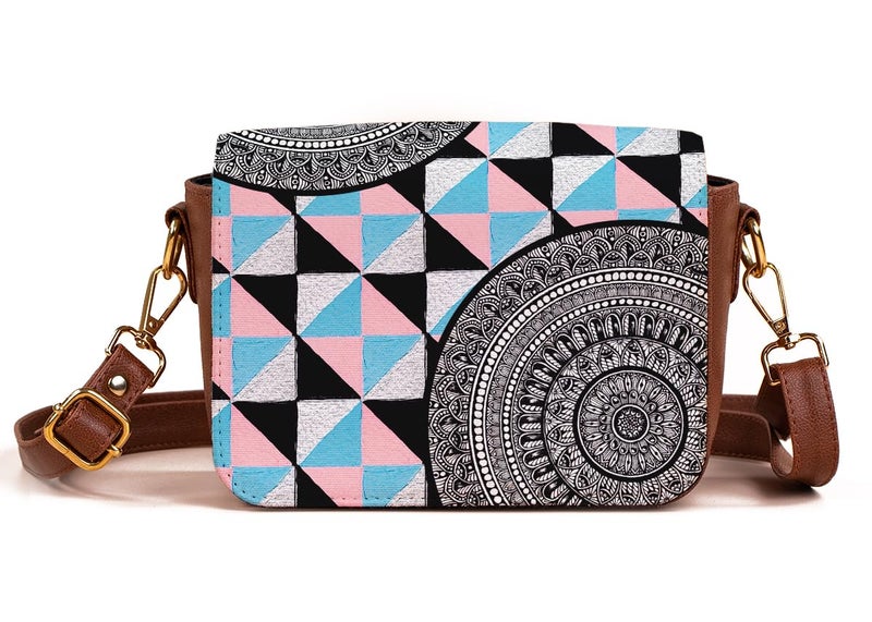 Kalankit Crossbody Bags for Women | Vegan Leather Sling Bag, Elegant Side Bag for Woman | Lightweight Everyday Shoulder Bag & Birthday, Valentine Gift for Her | Geometric Grace - Image 1