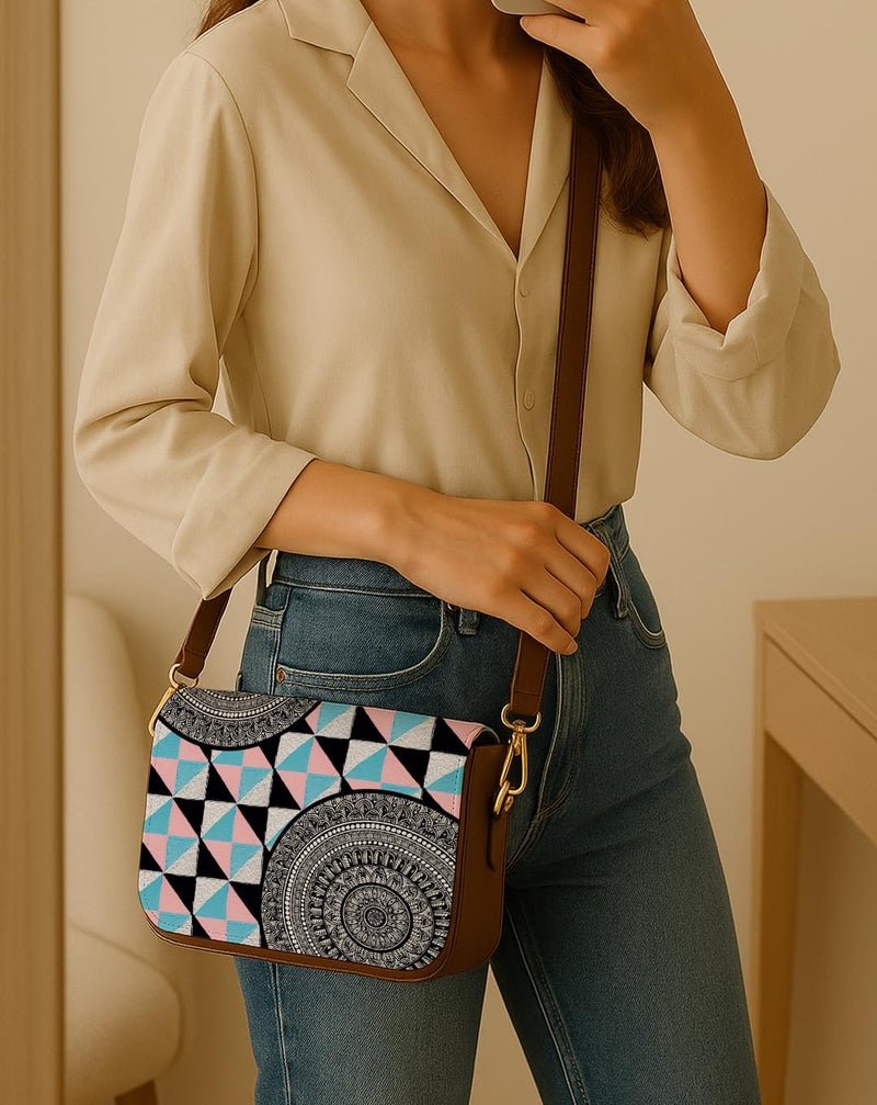 Kalankit Crossbody Bags for Women | Vegan Leather Sling Bag, Elegant Side Bag for Woman | Lightweight Everyday Shoulder Bag & Birthday, Valentine Gift for Her | Geometric Grace - Image 2