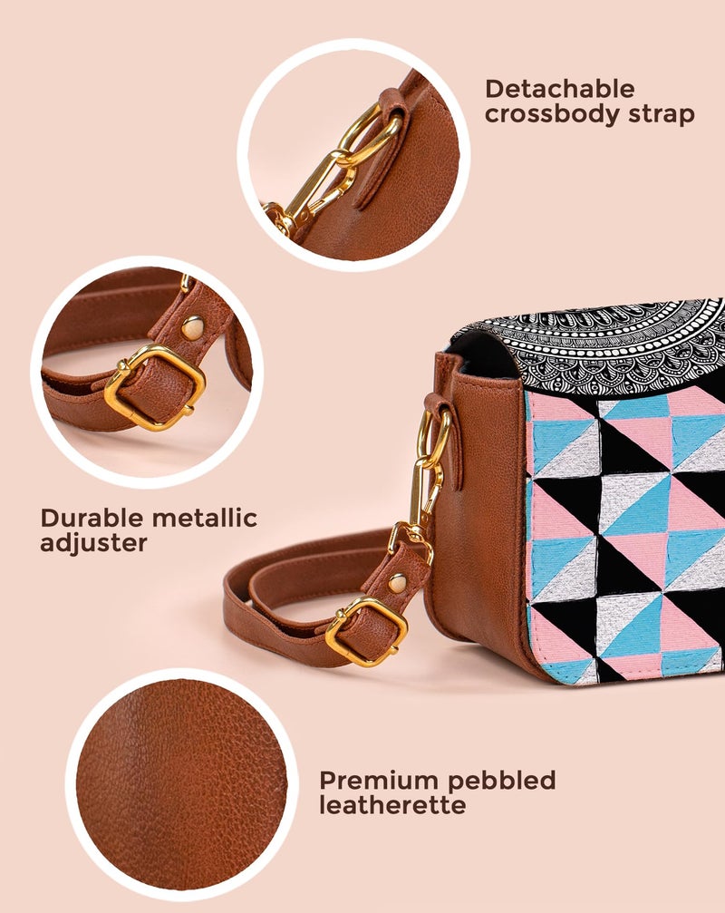Kalankit Crossbody Bags for Women | Vegan Leather Sling Bag, Elegant Side Bag for Woman | Lightweight Everyday Shoulder Bag & Birthday, Valentine Gift for Her | Geometric Grace - Image 5