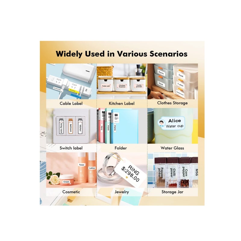 Zikra Cable Label Paper, Labels Maker Tape, Self-Adhesive Sticker, Compatible for D11 D110 D101 Printer, Label Print Paper Label Maker, Name File Folder, Food Cosmetic Office Home Kitchen - Image 5