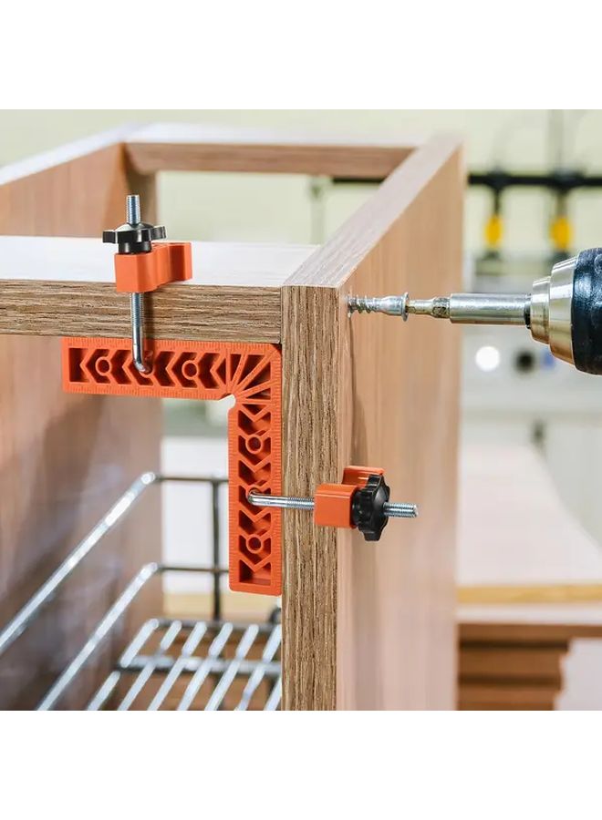 مشبك زاوية قائمة ثقيل مقاس 4 بوصات مع مربع تحديد مسطرة واحدة ومشبكين - Image 3