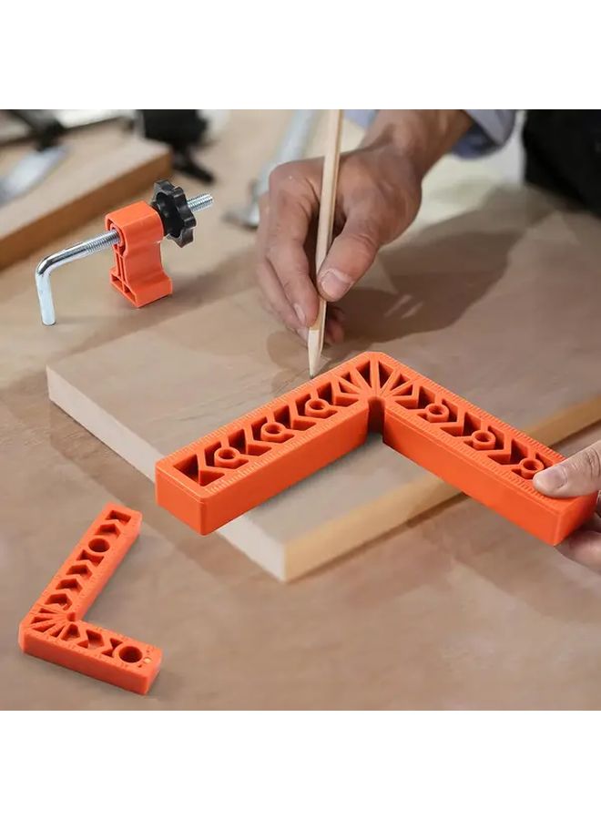 مشبك زاوية قائمة ثقيل مقاس 4 بوصات مع مربع تحديد مسطرة واحدة ومشبكين - Image 5