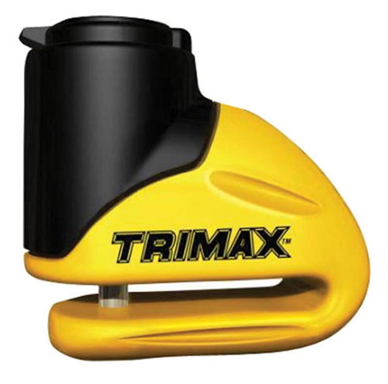 Trimax T645S Hardened Metal Disc Lock Yellow 55mm Pin Short Throat with Pouch Reminder Cable