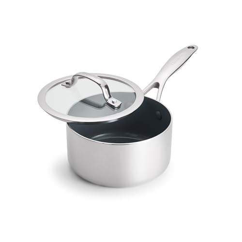 GreenPan Valencia Pro TriPly Stainless Steel 16QT Saucepan with Lid PFASFree Ceramic Nonstick Coating Induction Ready Cookware All Cooktops Sauce Soup Pot Dishwasher Oven Safe to 600F - Image 1
