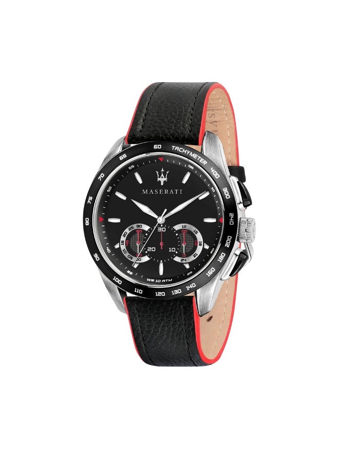 مازيراتي ساعة تراجاردو كرونوغراف جلدية سوداء للرجال R8871612028 - Image 1