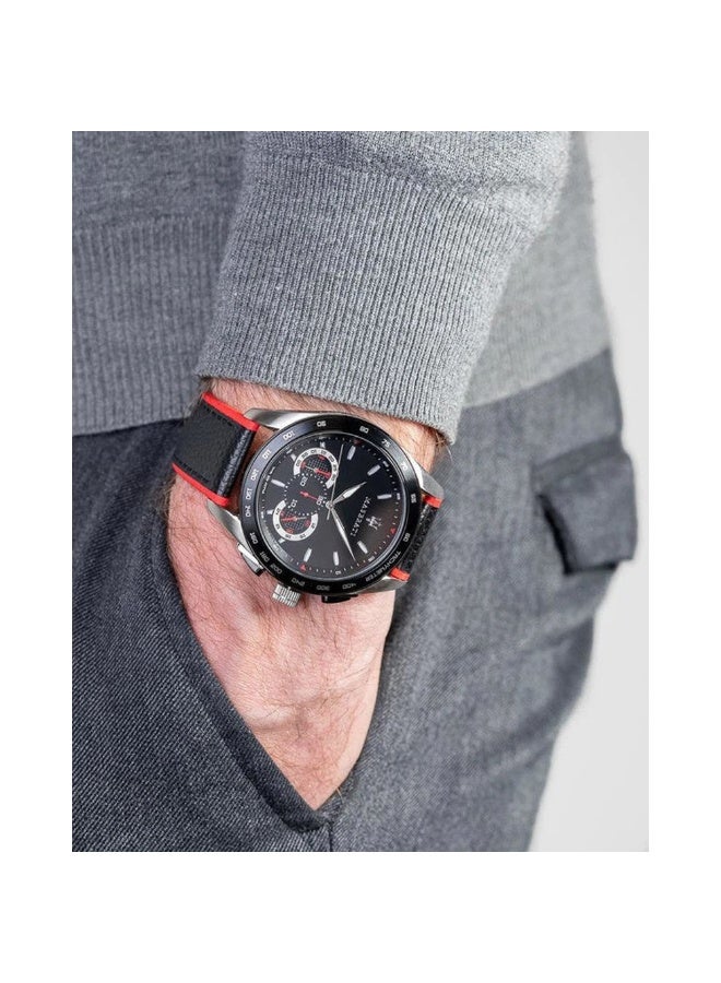 مازيراتي ساعة تراجاردو كرونوغراف جلدية سوداء للرجال R8871612028 - Image 4