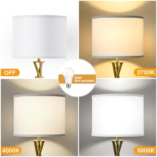 Luvkczc Gold Tripod Floor Lamp, 61”Tall Floor Lamps, Standing Lamp with Rotary Switch, Modern Floor Lamp Simple Design with White Shade, Floor Lamps for Living Room, Bedroom, Office, Without Bulb - Image 3