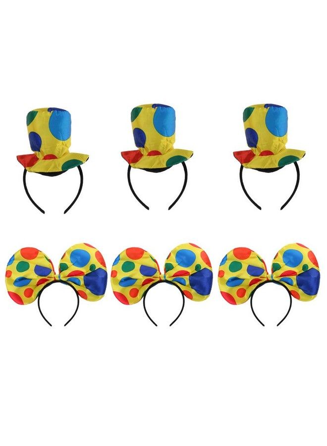 FRECI 6Pcs Clown Headband Polka Dot Clown Hat For Halloween Cosplay Costume Accessories Multicolored Medium - Image 2