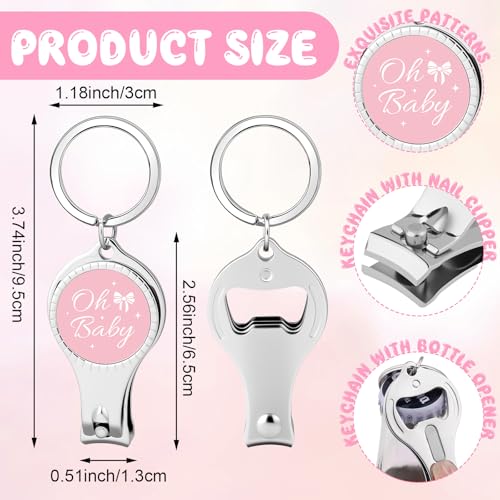 Shknldzsm 30 Set Pink Bow Baby Shower Party Favors for Girl - Coquette Nail Clipper Bottle Opener Keychains,Thank You Cards, Organza Bags,Return Gifts for Guests Gender Revel Decoration Supplies - Image 2