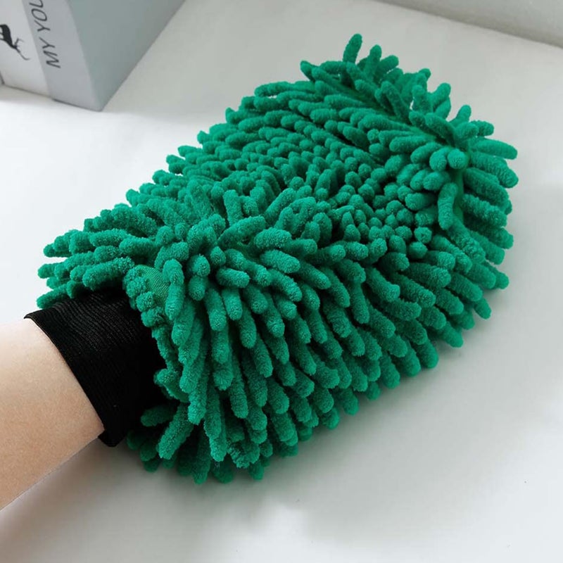 Kuber Industries Kuber Industries Chenille Dry Mitt Gloves|Multi-Purpose Gloves for Kitchen, Home & Laptop Cleaning|Lint & Scratch Free|Super Absorbent|Extra Large But Light Weight |FH8058|Dark Green - Image 1