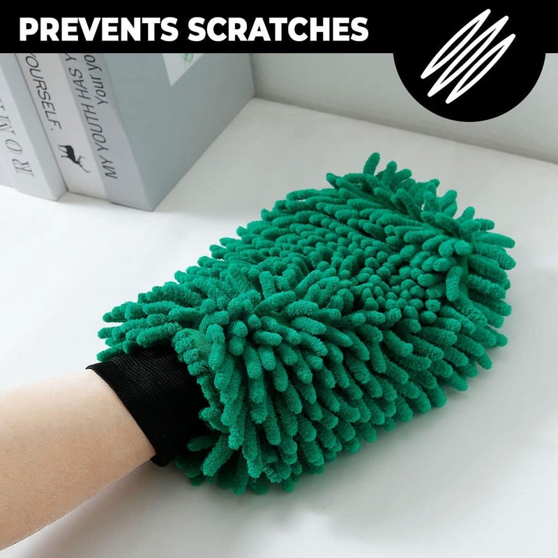 Kuber Industries Kuber Industries Chenille Dry Mitt Gloves|Multi-Purpose Gloves for Kitchen, Home & Laptop Cleaning|Lint & Scratch Free|Super Absorbent|Extra Large But Light Weight |FH8058|Dark Green - Image 2