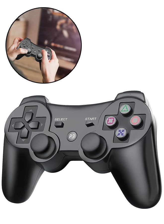 Wireless Game Controller for PlayStation 3, Rechargeable Bluetooth Joystick, Shock Vibration Joystick Gamepad for PS3, USB, PC Controller Joypad, Black - Image 1