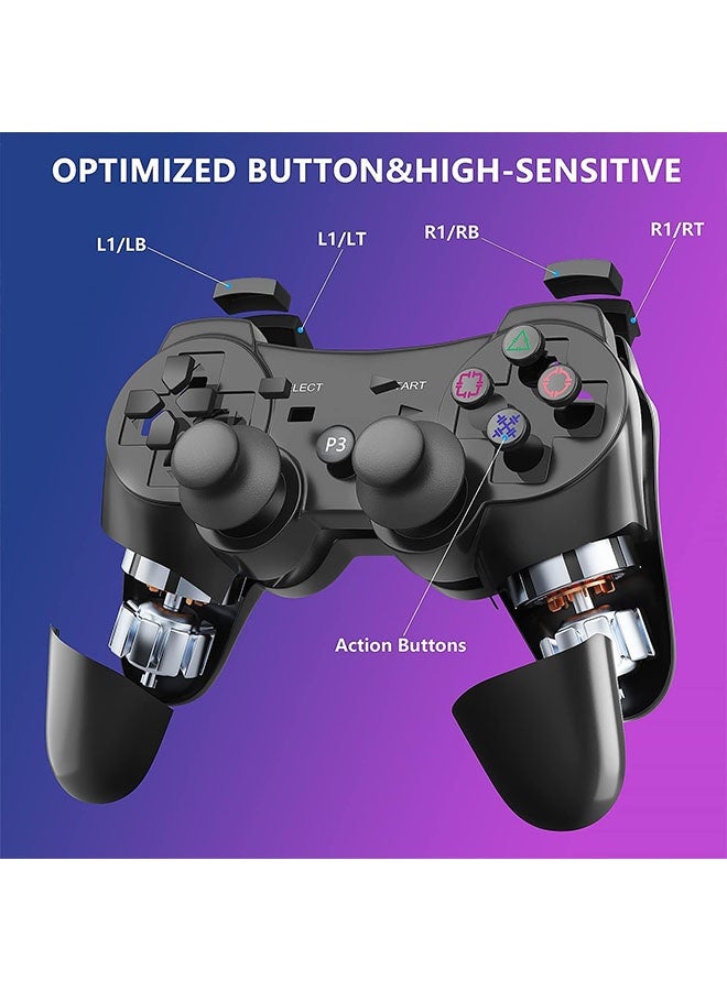 Wireless Game Controller for PlayStation 3, Rechargeable Bluetooth Joystick, Shock Vibration Joystick Gamepad for PS3, USB, PC Controller Joypad, Black - Image 4