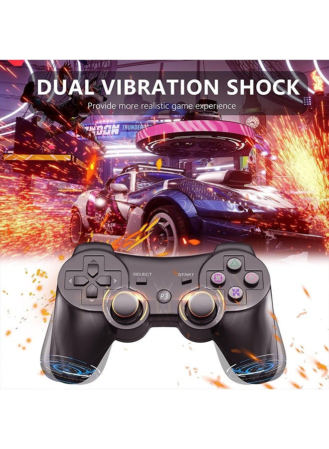 Wireless Game Controller for PlayStation 3, Rechargeable Bluetooth Joystick, Shock Vibration Joystick Gamepad for PS3, USB, PC Controller Joypad, Black - Image 3