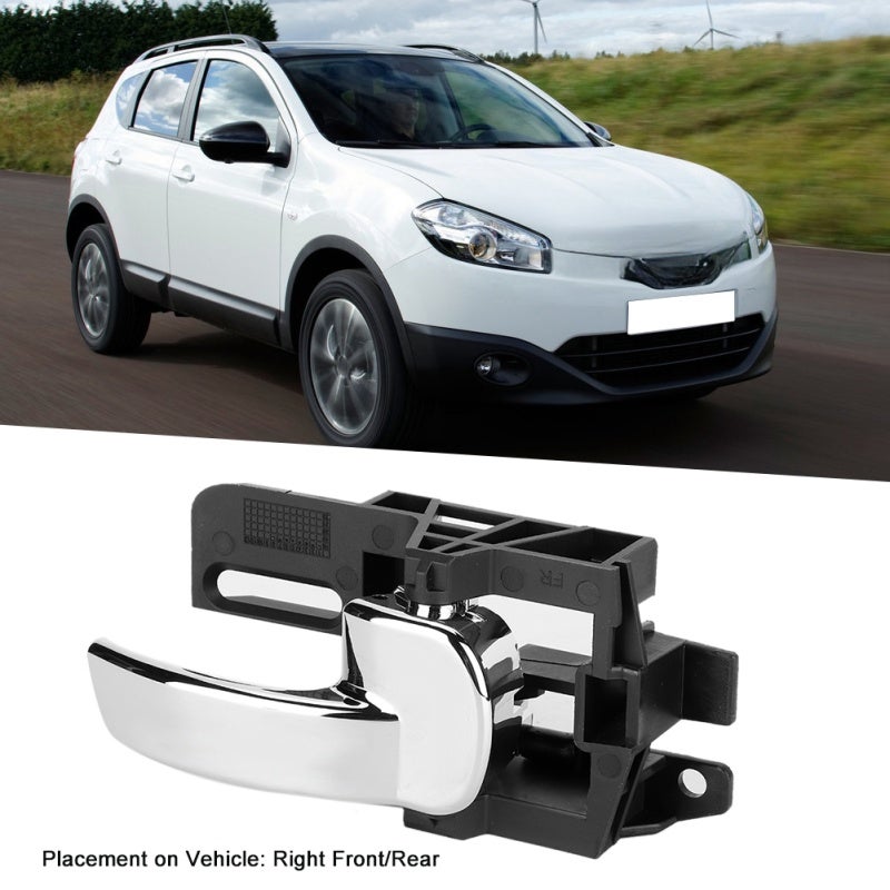 Inner Door Handle: 2 Pack Left Right Glossy Chrome ABS Lever - Wear Resistant High Strength Replacement Door Handle for Nissan Qashqai Mk1/J10/JJ10 2007-2013 - Image 5
