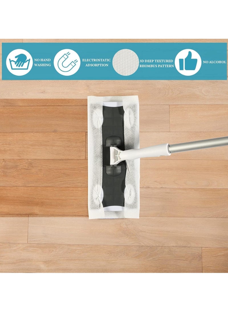 SRLIWHITE 60-Count Disposable Sweeper Wet Mopping Cloths, 11.8 x 7.9 inches / 30 x 20 cm Wet Mop Pads Refills Disposable Floor Wipes Duster for Sweeping Scrubbing Cleaning Dry Wood Hardwood Tile  - Image 2