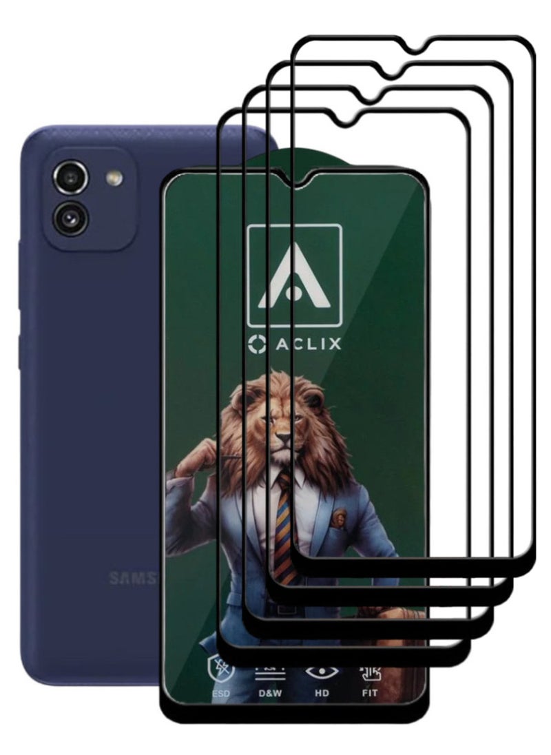 ACLIX 4 Pieces Antistatic ESD Dustproof Premium Quality High Definition Tempered Glass Screen Protector Designed For Samsung Galaxy A03 - Image 1