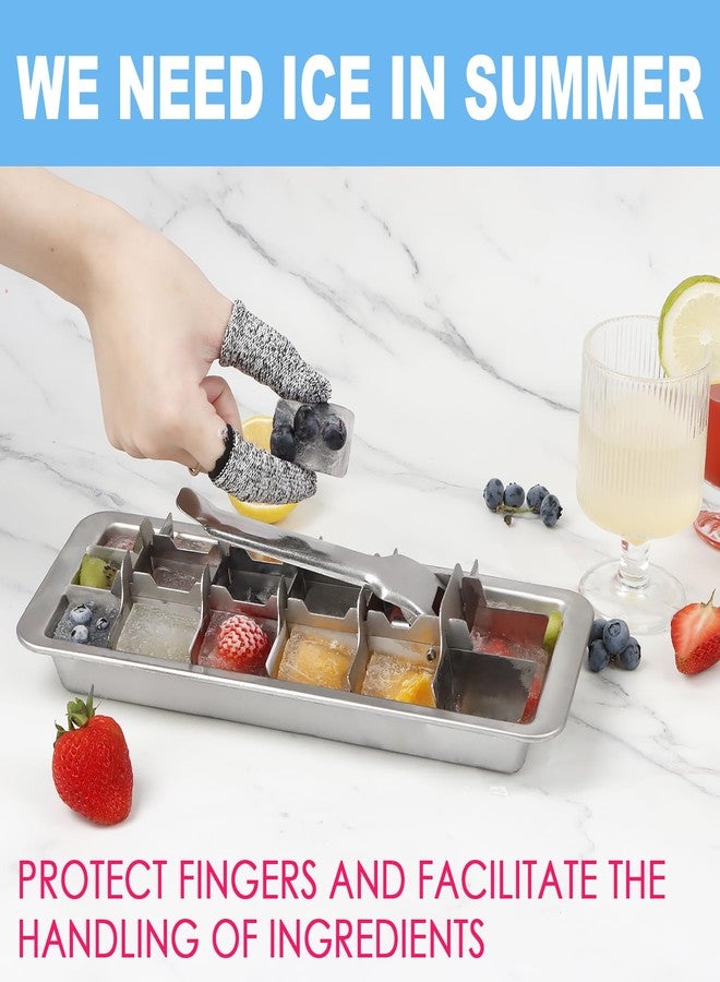 KAYCROWN 18/8 Stainless Steel Ice Cube Tray, 18 Slot Ice Cube Tray with Easy Release Handle for Making Various Large Ice Cubes, Removable Slots for Easy Ice Cube Removal (Tweezers & Finger Gloves) - Image 5