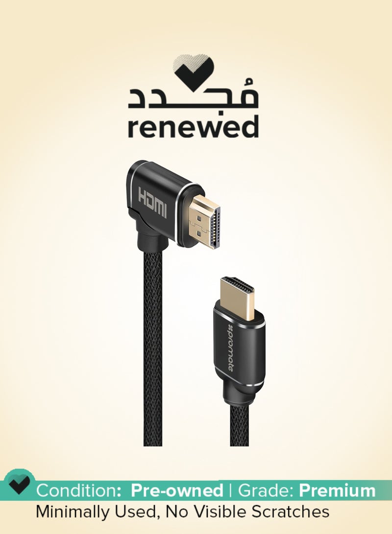 PROMATE Renewed - High-Speed 90 Degree Right-Angle 4K HDMI Cable - 3M with 3D Video Support Black - Image 1