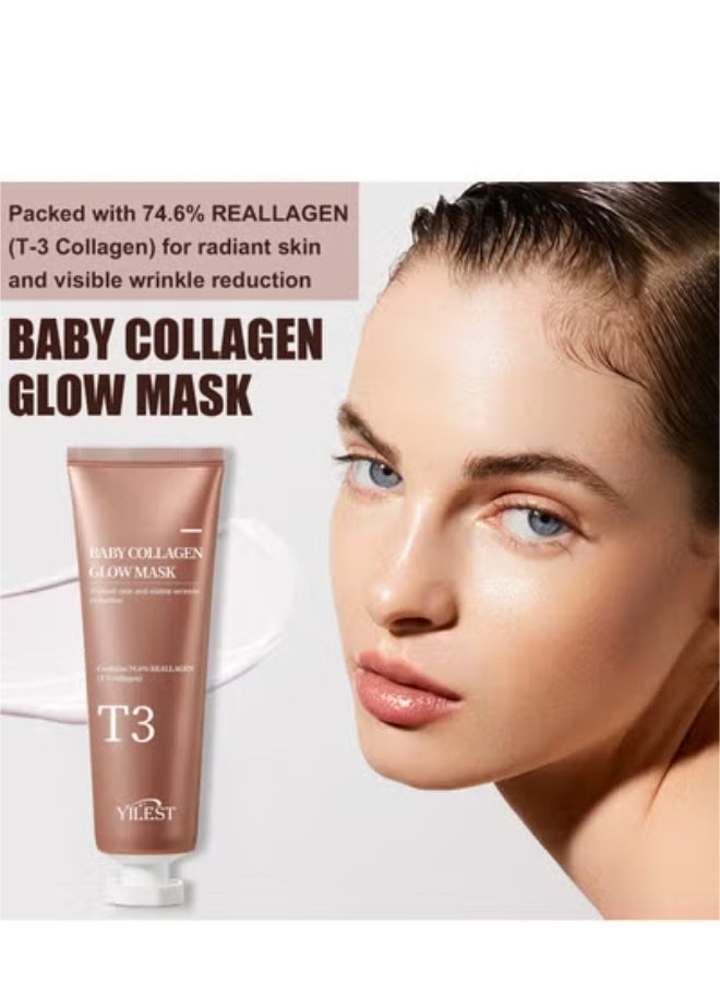 ييلست قناع T3 Collagen Pestlo، قناع Baby Collagen Glow، قناع تقشير T3 Collagen، قناع شد المسام للعناية بالبشرة المضادة للتجاعيد، قناع لف الكولاجين، شد مرونة الجلد (70 مل) - Image 5