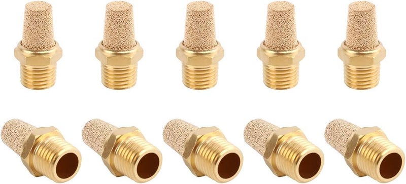 Sns PST-N02 Male Thread 1/4 NPT Brass Pneumatic Exhaust Muffler Silencer 10 PCS Per Pack - Image 1