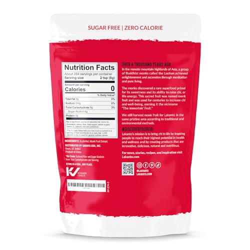 Lakanto Monk Fruit Sweetener With Erythritol, White Sugar Substitute From Monk Fruit Extract, Classic White Sugar Replacement for Baking, Coffee & Tea, Gluten Free, Low Carb, Non GMO, Keto, 5 LB Bag - Image 2