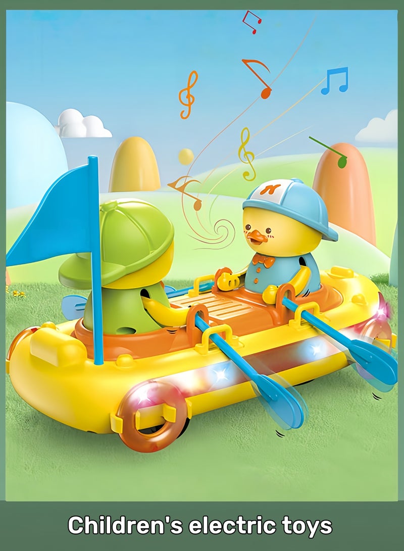 Baby Music Toys Baby Toddler Kayak Duck Toys with Music and LED Light Up with Automatically Avoid Obstacles,Infant Sensory Tummy time Toys Learning to Crawl Walking Toddler Gifts (Yellow) - Image 1