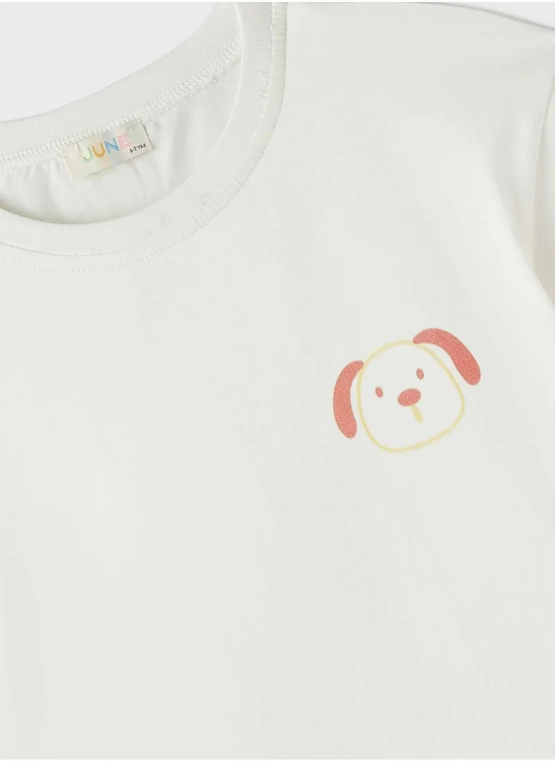 JUNE Kids Crew Neck T-Shirt And Short Set