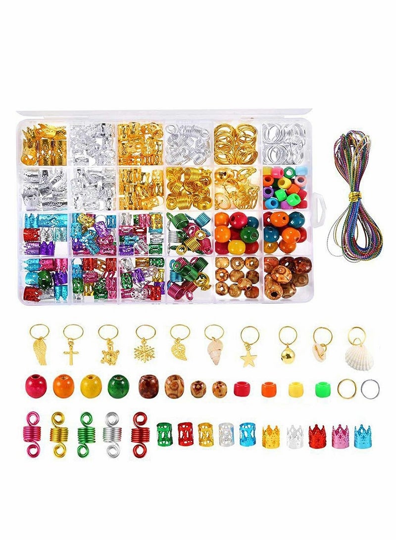 Excefore خرز مضفر، ربطة شعر من الخرز، ضفائر من الألومنيوم، حلقات مضفرة، أساور وزخارف حلقات مجوهرات، قلادات، مشابك شعر، خرز خشبي، خرز صغير، زخارف شعر للأولاد - Image 1