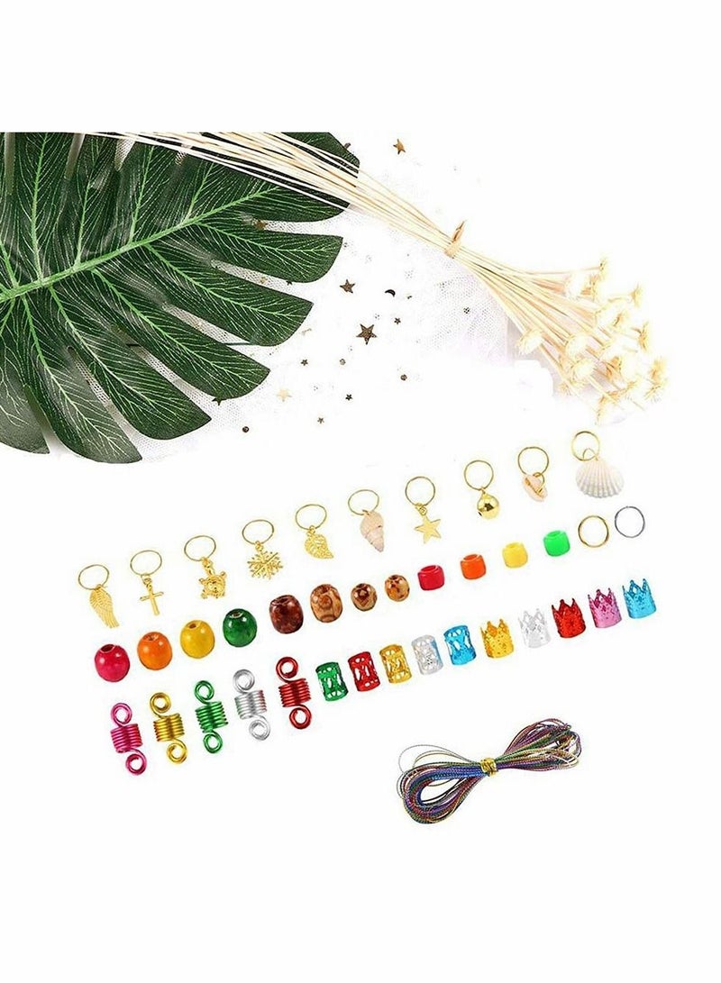 Excefore Braided Beads, Beaded Hair Tie, Aluminum Dreadlocks Braided Rings, Cuffs and Jewelry Ring Decorations, Pendants, Hair Clips, Wooden Beads, Pony Beads, Hair Decorations for Boys - Image 5