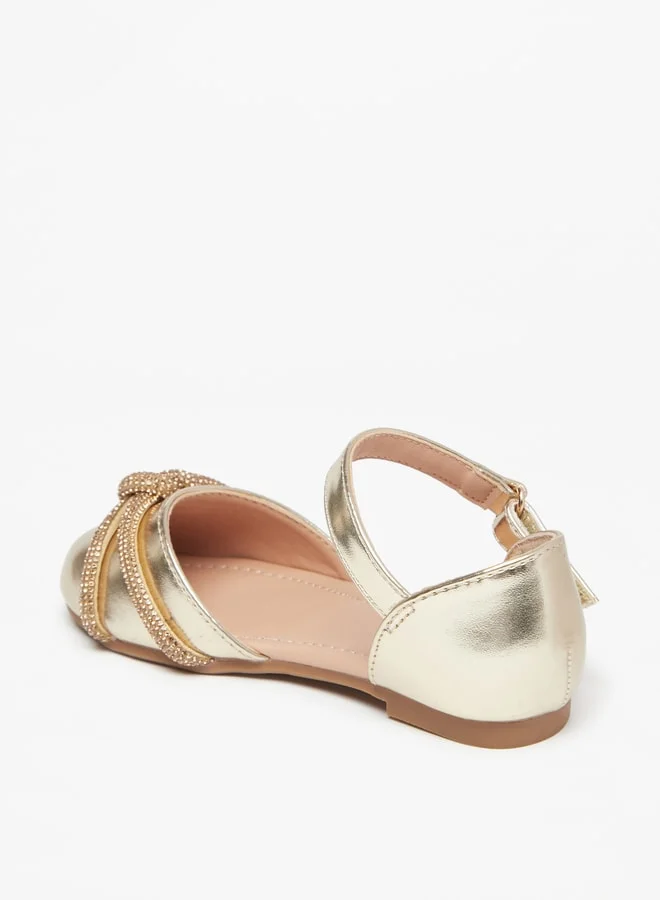 Flora Bella Girls Embellished Flat Sandals with Hook and Loop Closure