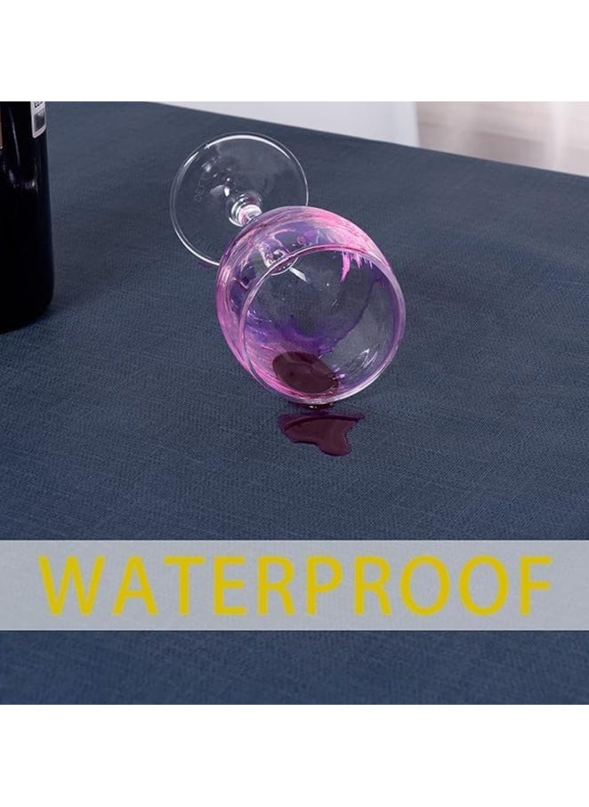 Heavy Duty Vinyl Rectangle Tablecloth 152x305 cm,100% Waterproof, Oil & Spill Proof PVC Table, Wipe Clean for Dining, Parties, Camping, Reusable for Indoors & Outdoors (Navy Blue)