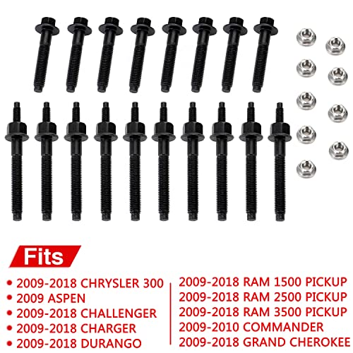 RJSPHH Exhaust Manifold Bolts & Studs Hardware Kit set Compatible for 2009-2020 Chrysler Dodge Ram 5.7L V8 Engines. Complete set Left + Right - Image 5