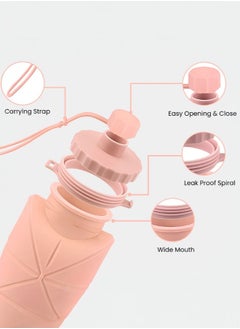 Mida Collapsible water bottle with a capacity of 600ml, leak-proof and reusable for travel and sports  - Image 4