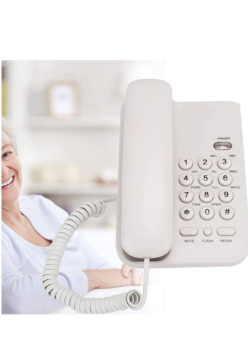 Landline Corded Telephone, No AC Power Required Wired, Retro Classical , Big Button for Hotel Home Office, for KX T3026CID Basic(White)