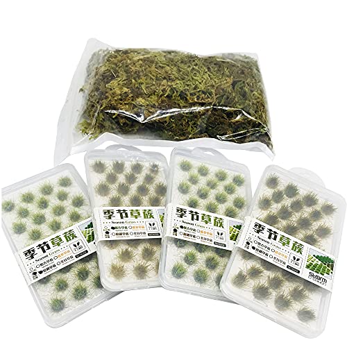 Cayway 128 PCS Static Grass Tuft Model Grass Tufts Terrain Model Kit Resin Static Scenery Model, Fake Moss Grass and Tweezers for Train Landscape Railway Artificial Grass Modeling - Image 4