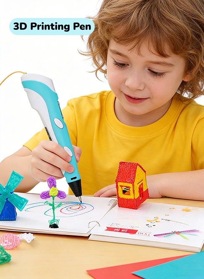 وانغبانغزي قلم طباعة ثلاثية الأبعاد، مجموعة رسوم جرافيتي ممتعة، 3 ألوان مبتدئة من خيوط PLA مقاس 1.75 مم، دليل إرشادي + قاعدة + كابل USB، هدية فنون وحرف للأطفال والكبار، دليل مشاريع وشاحن. - Image 1