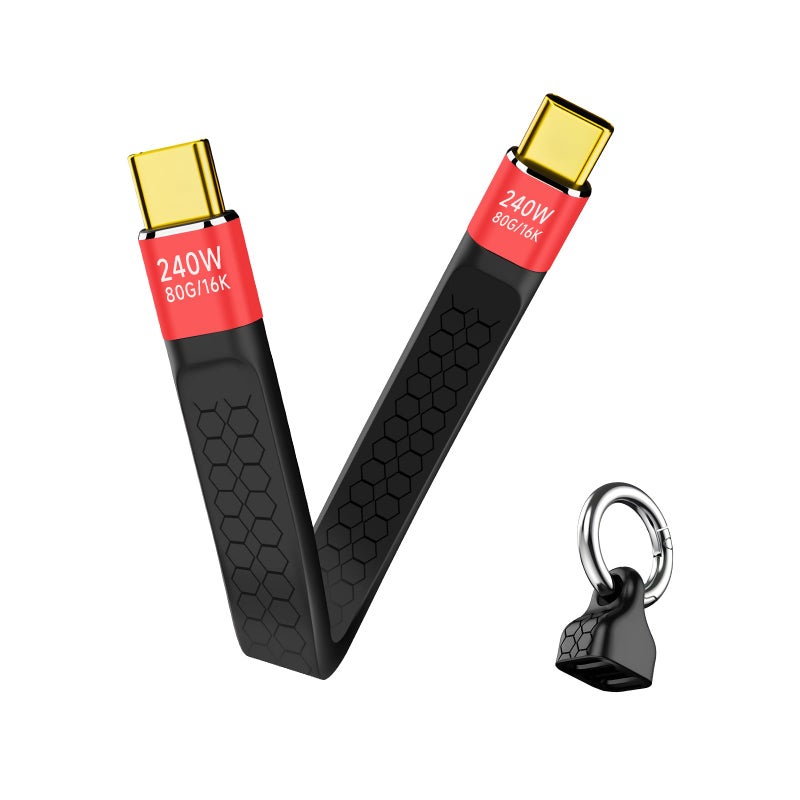 GMCELL Short Thunderbolt 5 USB-C Cable: 5-inch USBC 80Gbps Data Transfer - 240W PD Fast Charging (Black) - Image 1