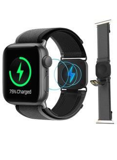 Wireless Rechargeable Nylon Band for Apple Watch Series 1 to 8 and SE, Adjustable Length, Fast Charging, Waterproof and Stretchy Design for On-the-Go Use