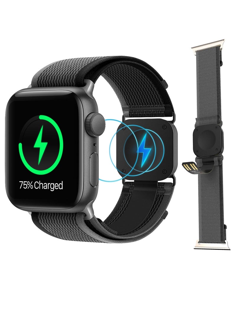Generic - Wireless Rechargeable Nylon Band for Apple Watch Series 1 to 8 and SE, Adjustable Length, Fast Charging, Waterproof and Stretchy Design for On-the-Go Use - Image 1
