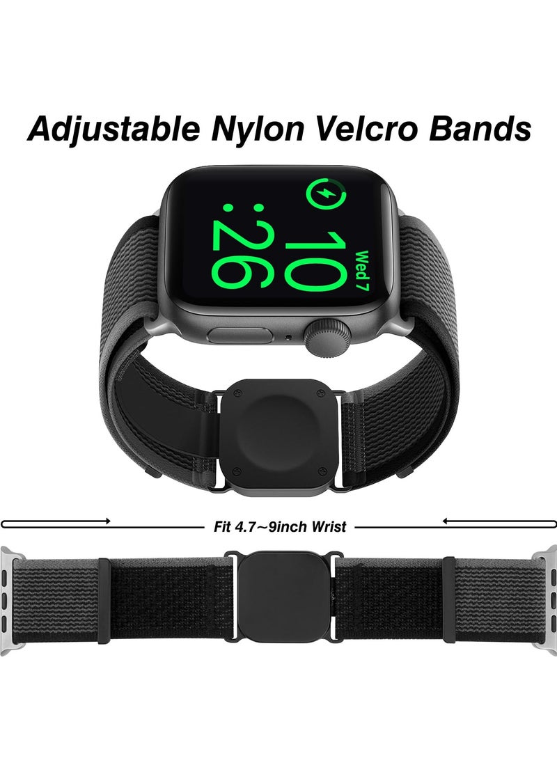 Generic - Wireless Rechargeable Nylon Band for Apple Watch Series 1 to 8 and SE, Adjustable Length, Fast Charging, Waterproof and Stretchy Design for On-the-Go Use - Image 1