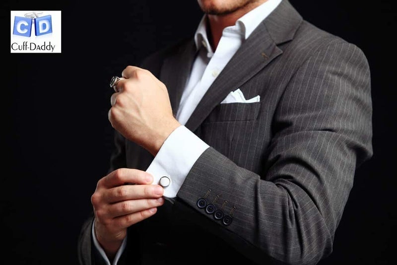 Cuff-Daddy أزرار أكمام تكسيدو دايموند داست السوداء للرجال من كاف-دادي مع مجموعة من الأزرار وصندوق هدايا مجوهرات - أزرار أكمام 7/8" ، أزرار 3/8" - أزرار أكمام ملابس العمل وإكسسوارات القميص الخاصة - Image 4