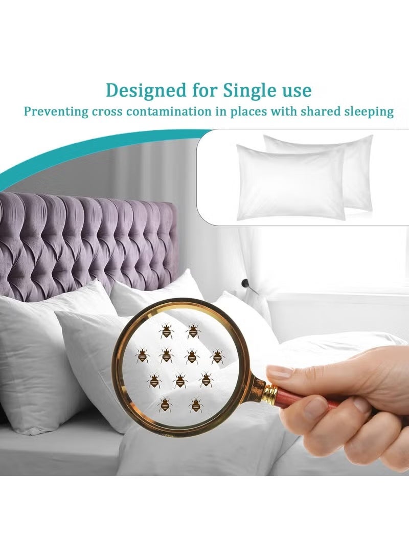 GIFT 10 Pcs Disposable Pillow Case Covers, White Pillowfor Hotels Single Use Pillowcase, Non Woven Pillow Covers, Disposable Portable Bedding for Travel, Disposable Home Bedding Supplies - Image 5