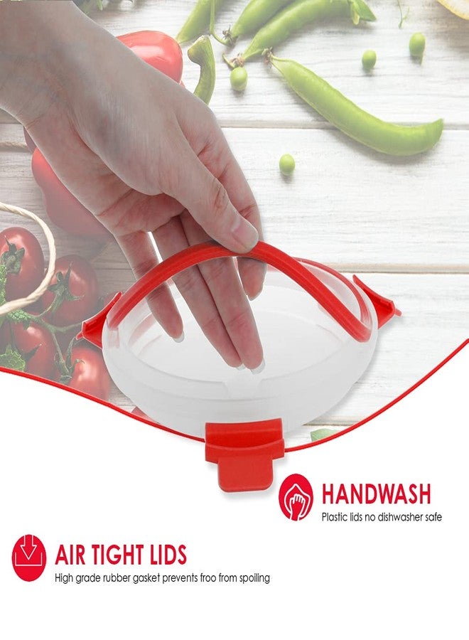 Home Basics 32 oz. Round Leak/Spill Proof Borosilicate Glass Food, Dishwasher Safe Meal Prep Storage Container with Air-Tight Plastic Lid, Red - Image 3