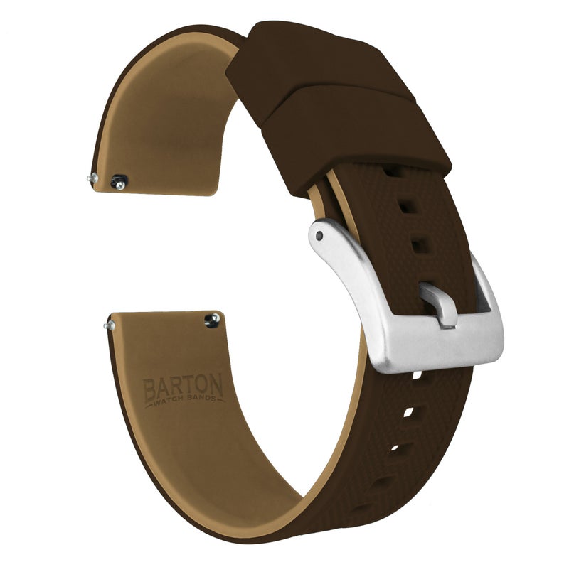 BARTON WATCH BANDS 20mm Brown/Khaki - Elite Silicone Watch Bands - Quick Release - Choose Strap Color & Width - Image 2