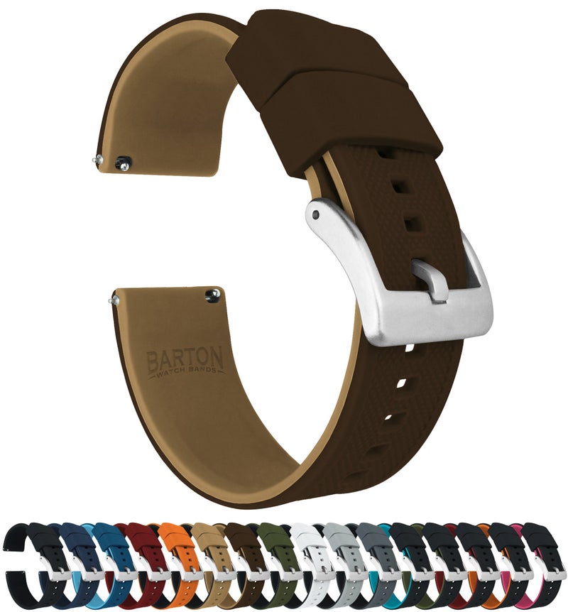 BARTON WATCH BANDS 20mm Brown/Khaki - Elite Silicone Watch Bands - Quick Release - Choose Strap Color & Width - Image 1