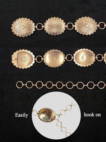 TOPACC Gold Concho belts for Women Western Metal Oval Cowgirl Chain Belt Country Concert Belt for Dresses Jeans - Image 2