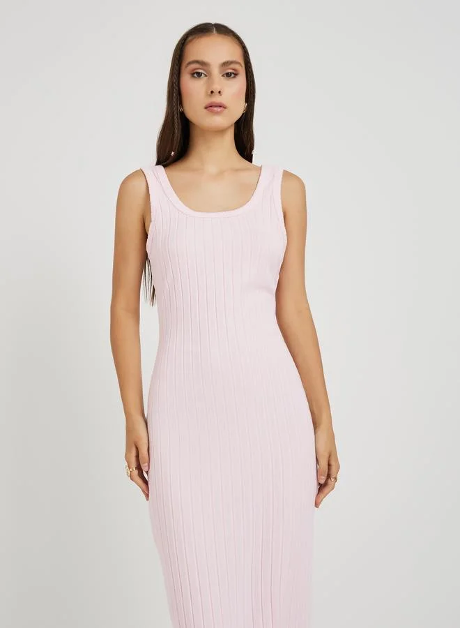 Styli Styli Ribbed Scoop Neck Cami Sheath Midi Dress
