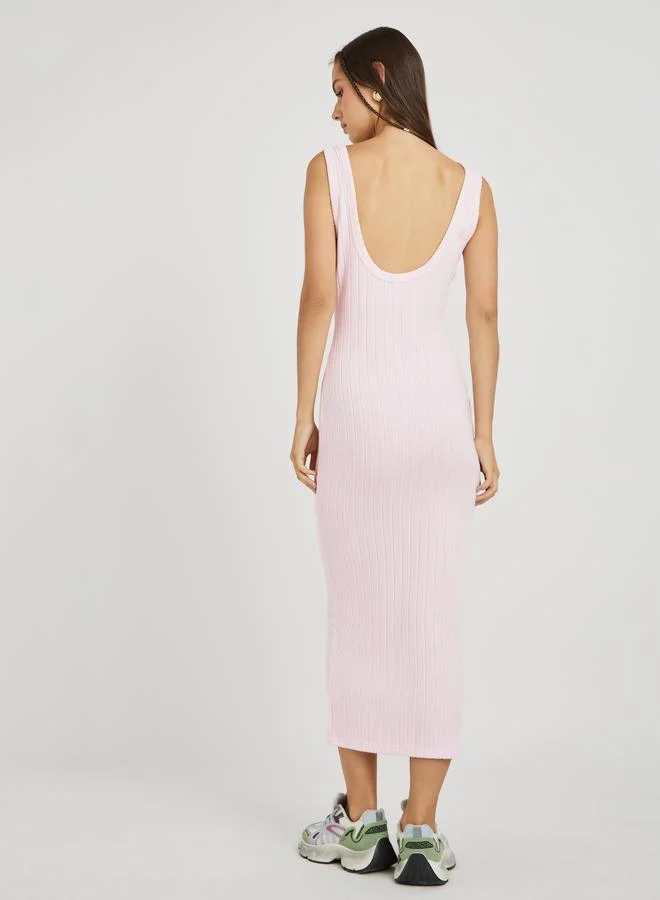Styli Styli Ribbed Scoop Neck Cami Sheath Midi Dress