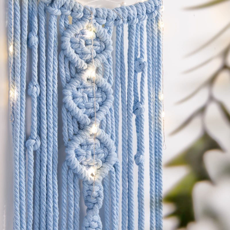 ANROYE Macrame Moon Dream Catcher for Girl, Blue Boho Crescent Dreamcatcher for Bedroom Adult, Handmade Nursery Room Wall Hanging with Star Pendant for Teen Boy, Bohemian Home Decoration Idea - Image 3